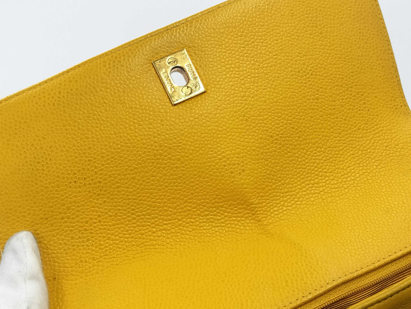 CHANEL Caviar Skin Yellow No. 4 Shoulder Bag