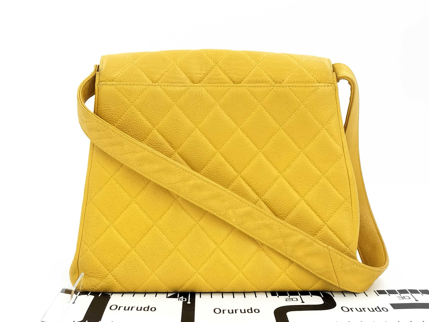 CHANEL Caviar Skin Yellow No. 4 Shoulder Bag