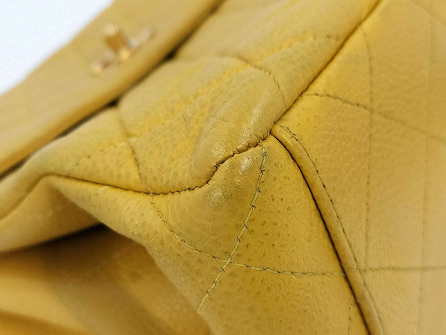 CHANEL Caviar Skin Yellow No. 4 Shoulder Bag