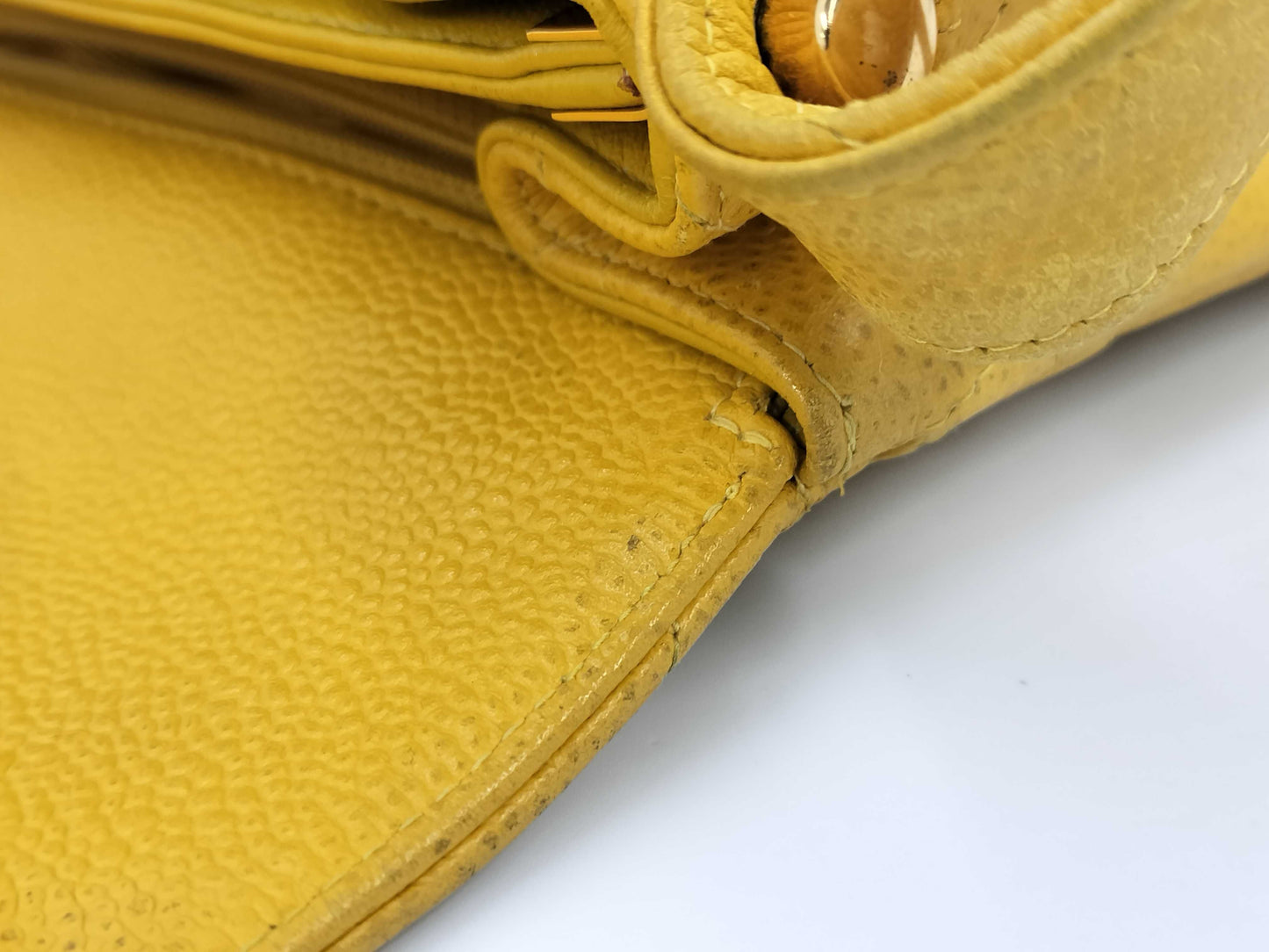 CHANEL Caviar Skin Yellow No. 4 Shoulder Bag