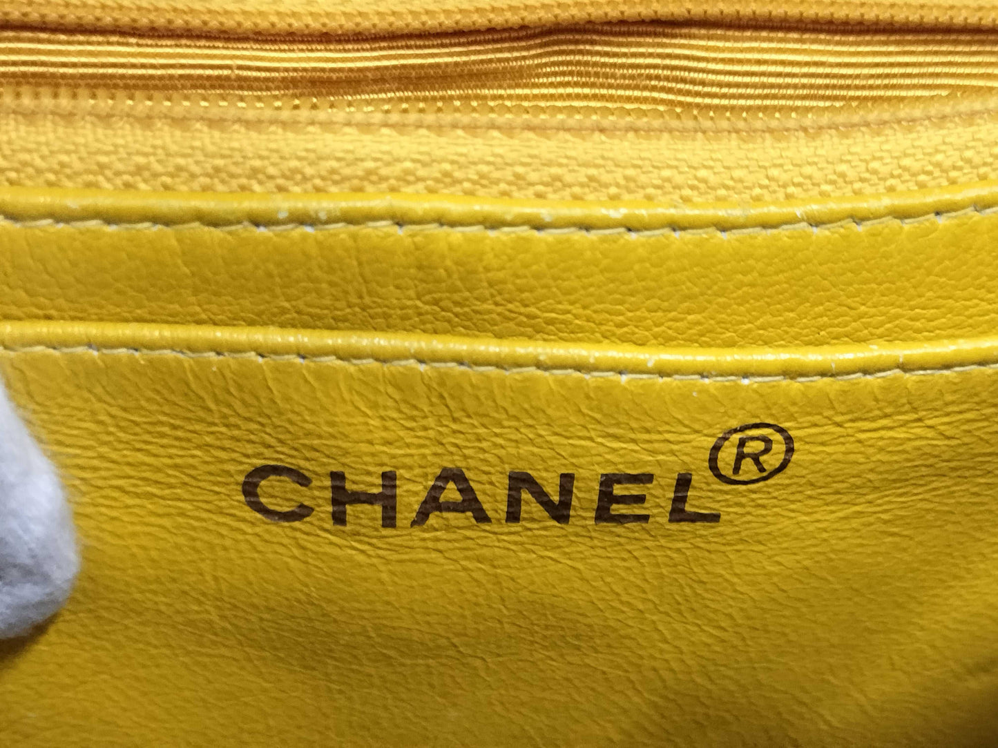 CHANEL Caviar Skin Yellow No. 4 Shoulder Bag