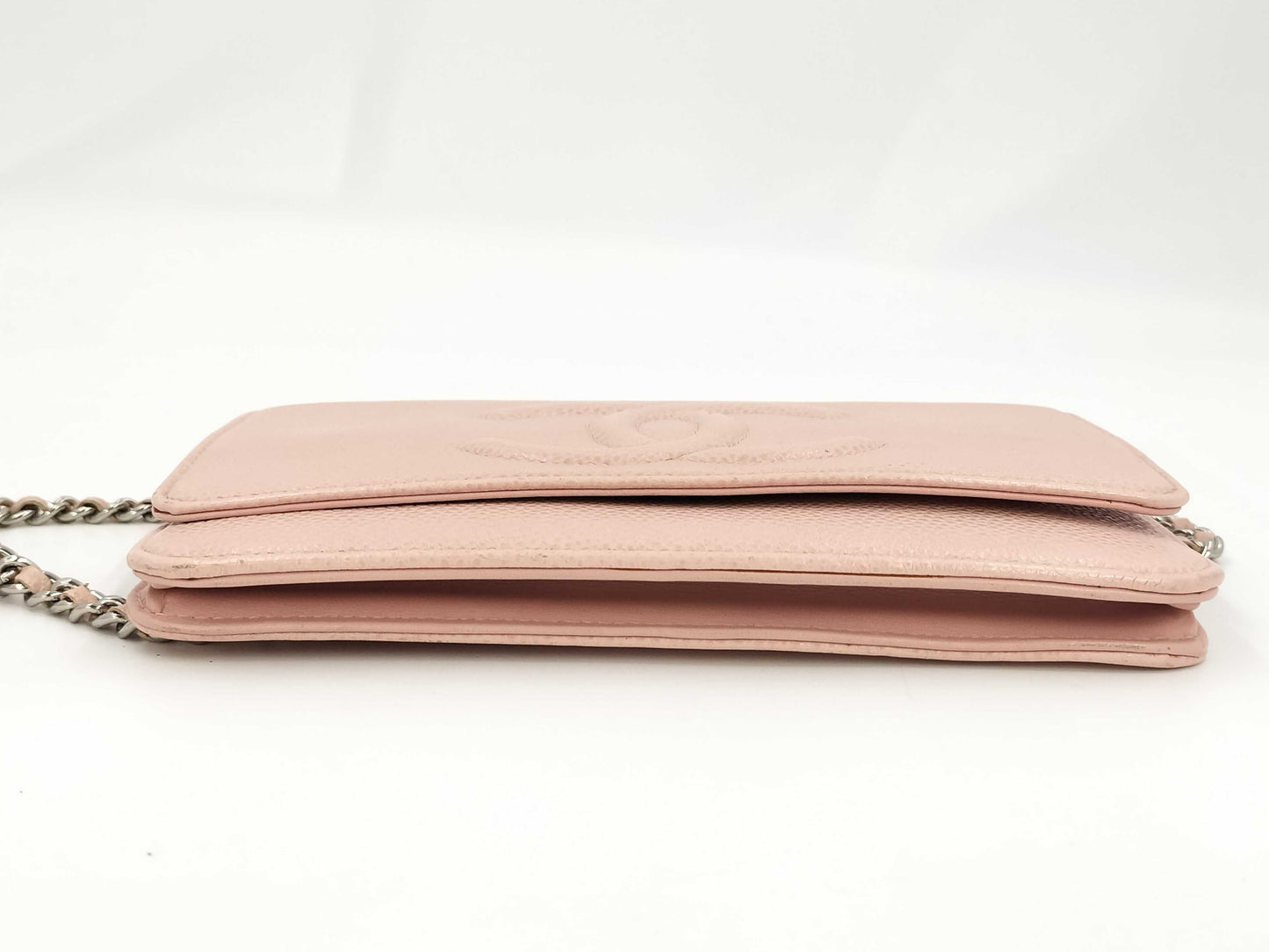CHANEL Caviar Skin Chain Wallet Pink Shoulder Bag