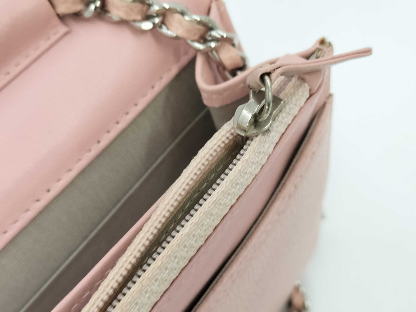 CHANEL Caviar Skin Chain Wallet Pink Shoulder Bag