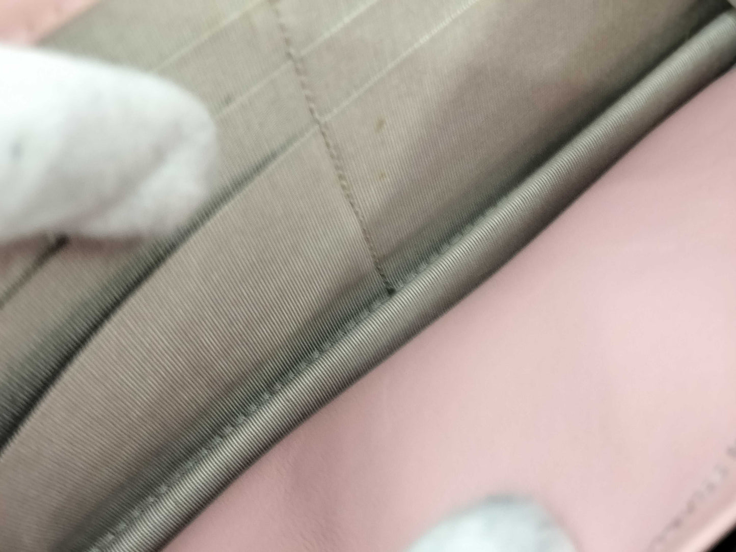 CHANEL Caviar Skin Chain Wallet Pink Shoulder Bag