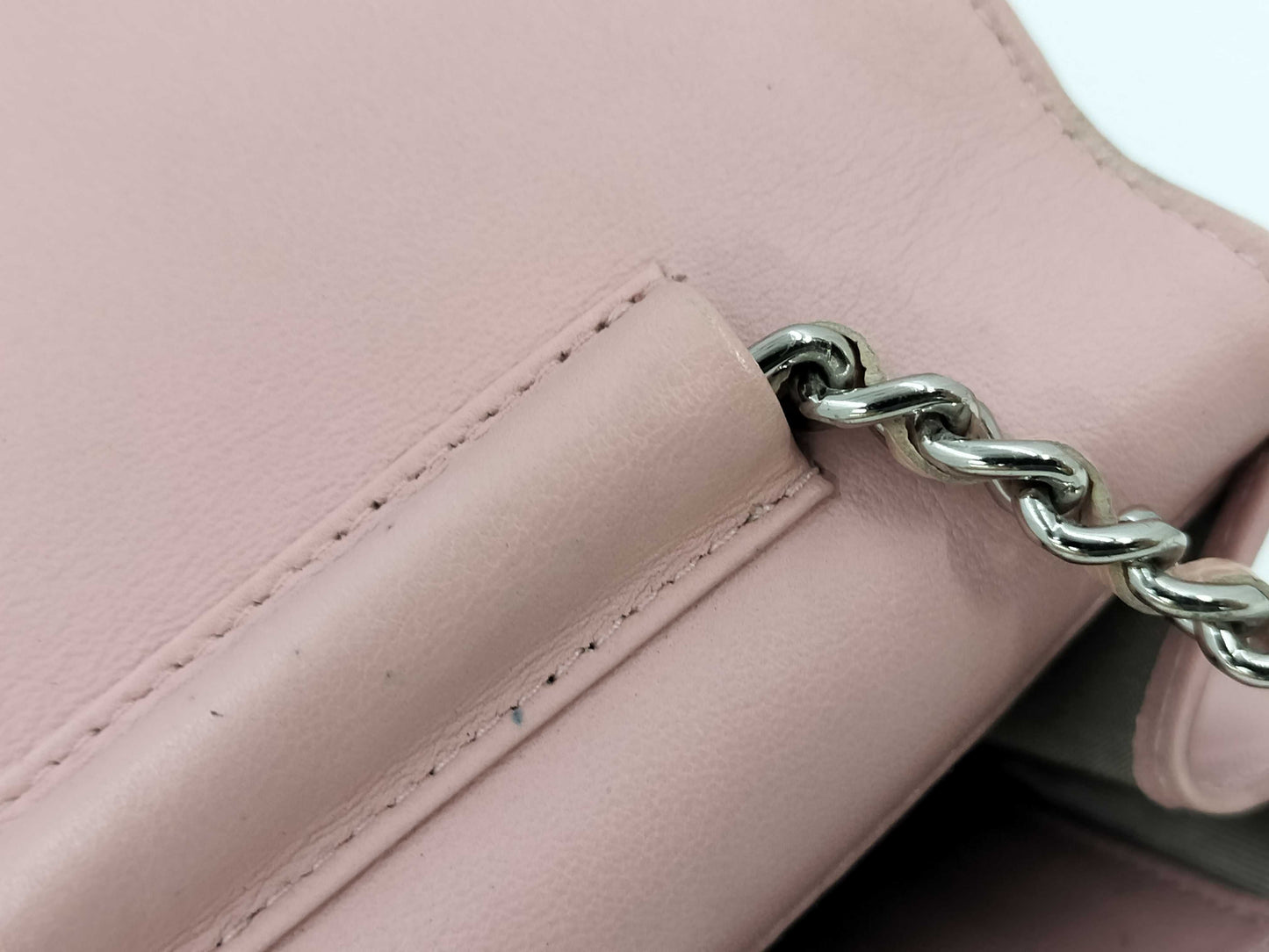 CHANEL Caviar Skin Chain Wallet Pink Shoulder Bag