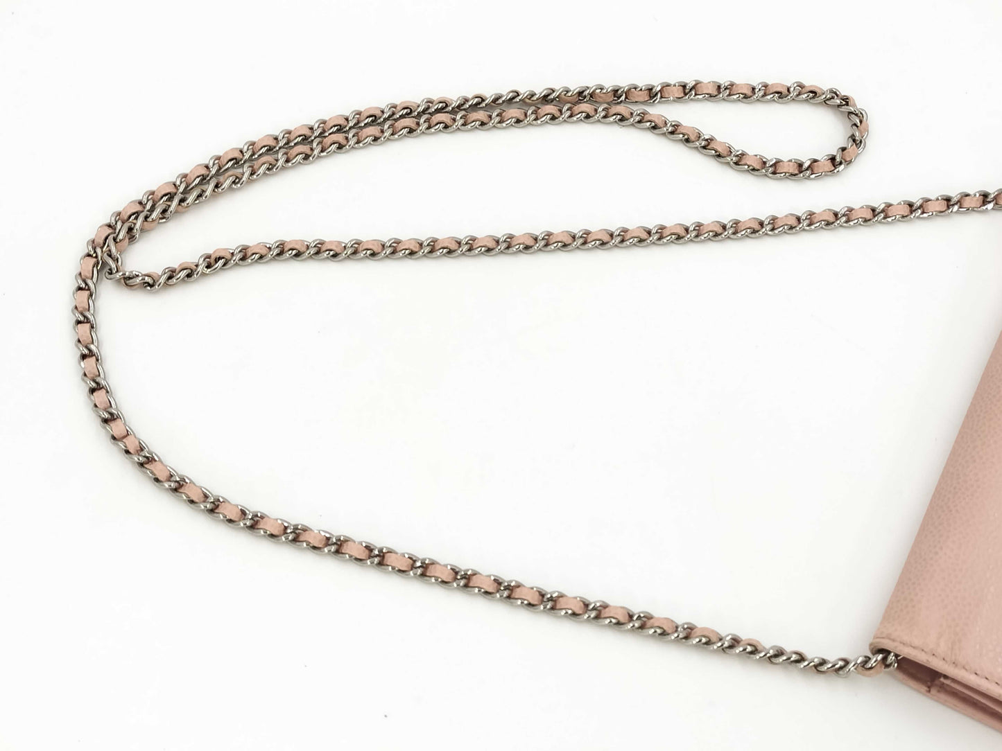 CHANEL Caviar Skin Chain Wallet Pink Shoulder Bag
