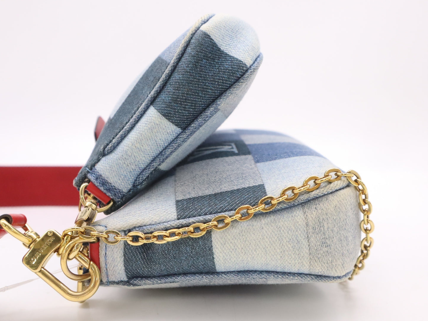 LOUIS VUITTON M44990 Monogram Denim Multi Pochette Accessoires RFID Verified Shoulder Bag with Two Pouches and Shoulder Strap