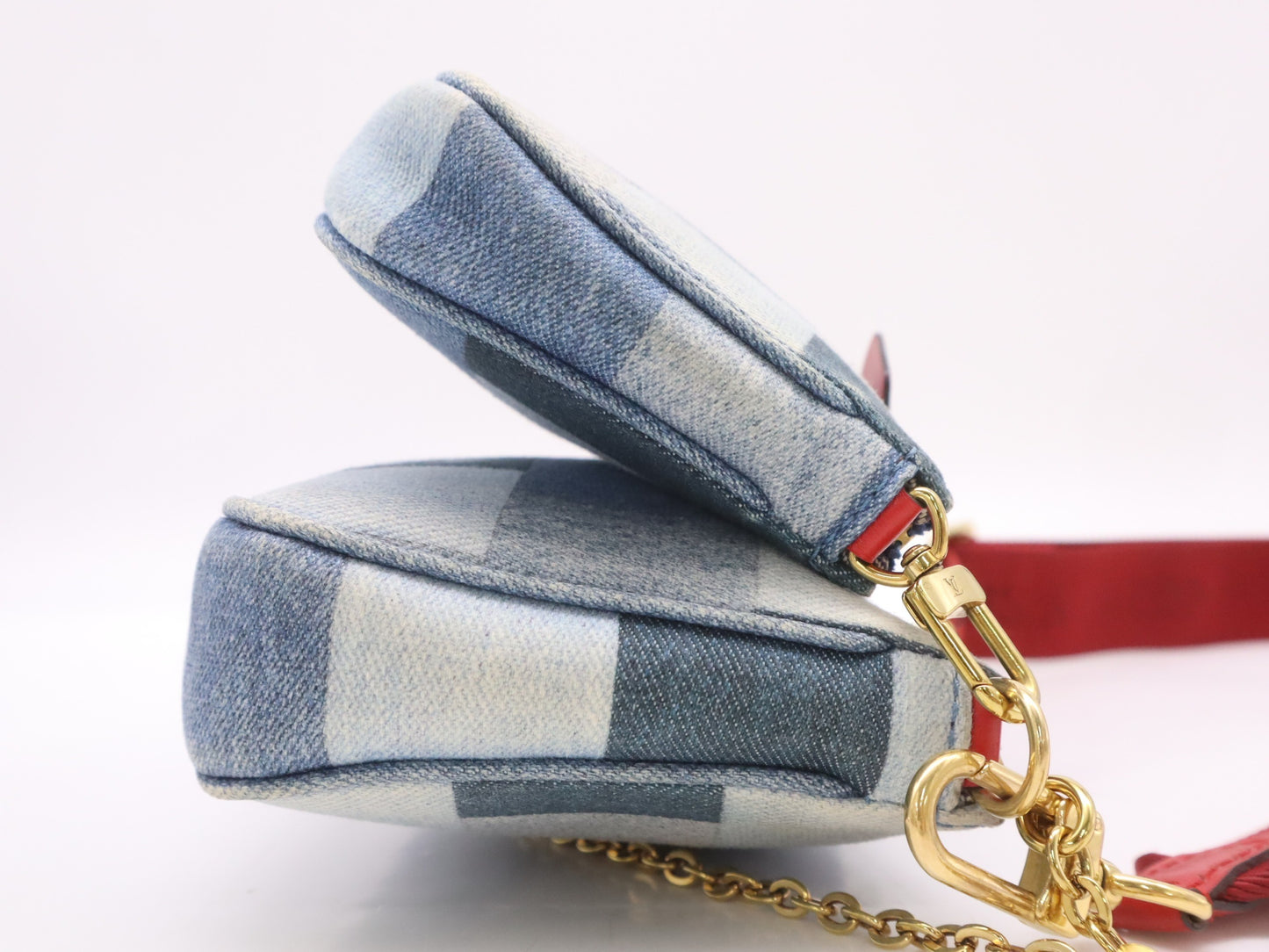 LOUIS VUITTON M44990 Monogram Denim Multi Pochette Accessoires RFID Verified Shoulder Bag with Two Pouches and Shoulder Strap