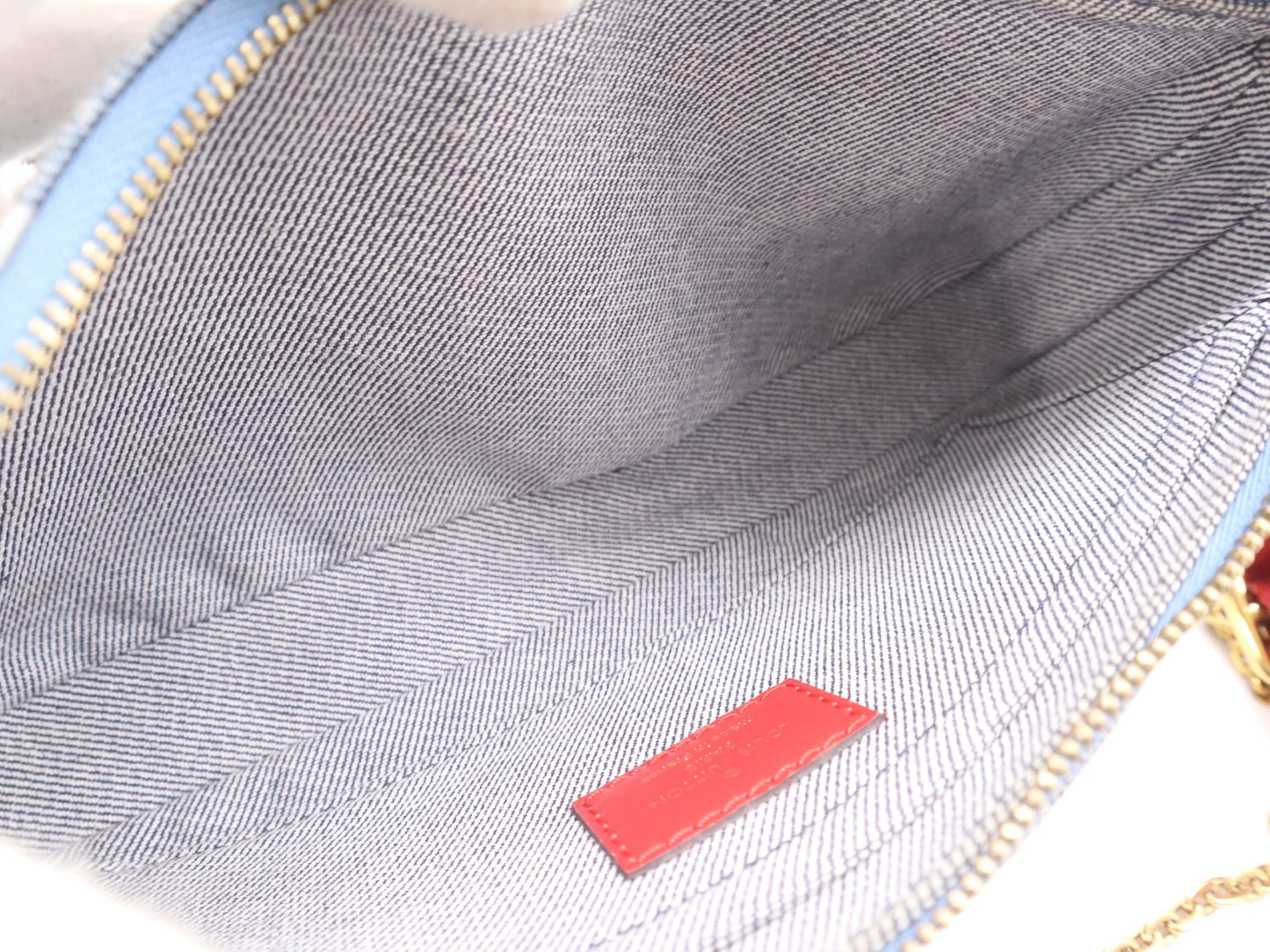 LOUIS VUITTON M44990 Monogram Denim Multi Pochette Accessoires RFID Verified Shoulder Bag with Two Pouches and Shoulder Strap