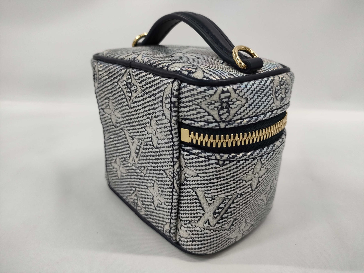 LOUIS VUITTON Micro Vanity 2-Way Shoulder Bag, Jacquard, M82467, Blue with Gold Hardware, Monogram Laminated, RFID, and More