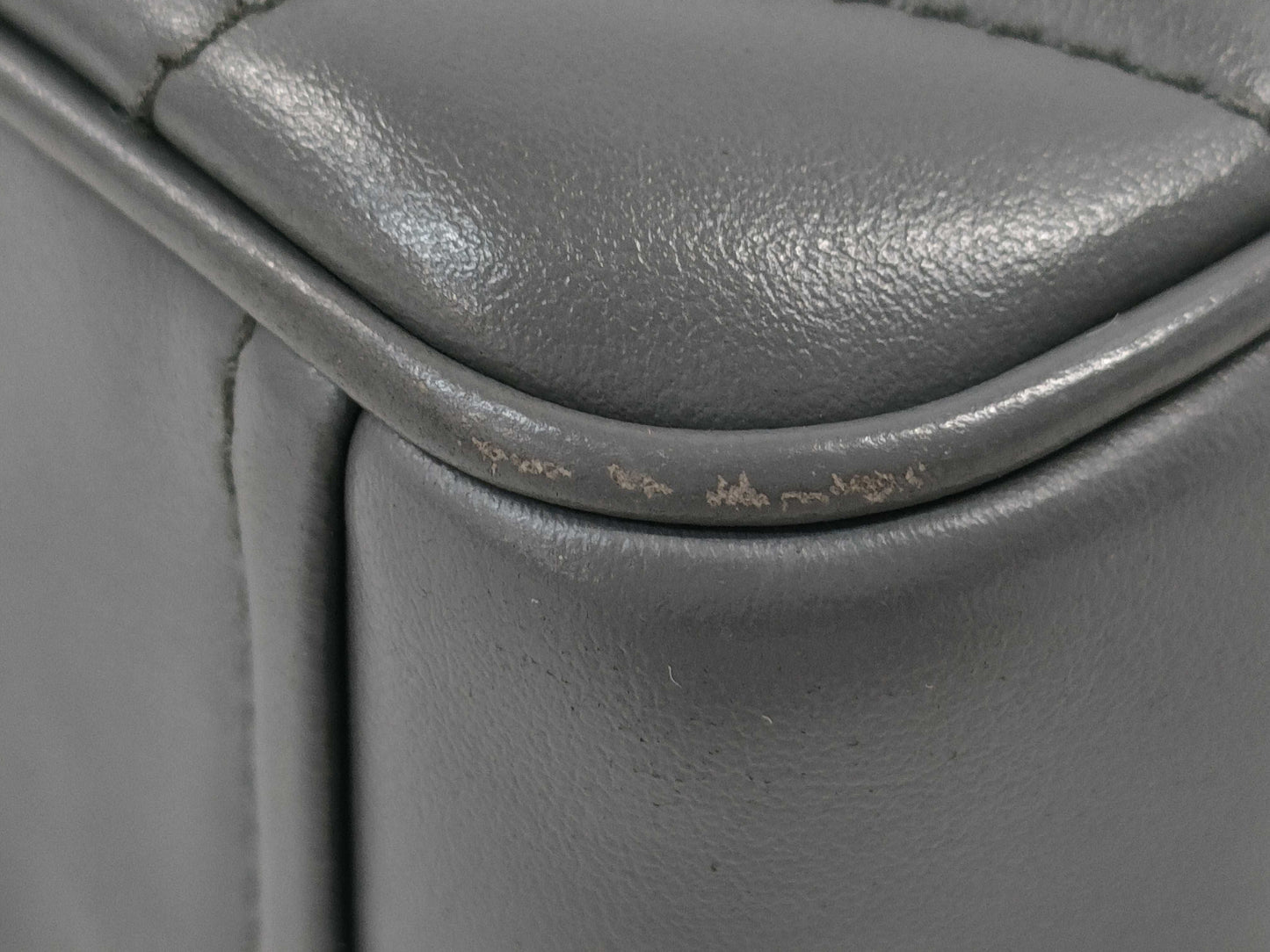 PRADA Diagram Shoulder Bag in Grey Quilted Leather with Silver Hardware