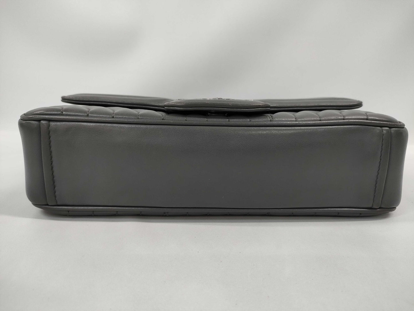 PRADA Diagram Shoulder Bag in Grey Quilted Leather with Silver Hardware