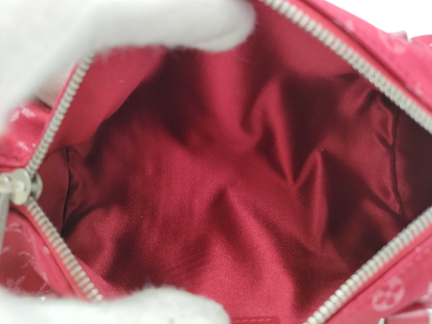 LOUIS VUITTON Monogram Satin Little Papillon M92353 TH0092 Red Handbag with Dust Bag