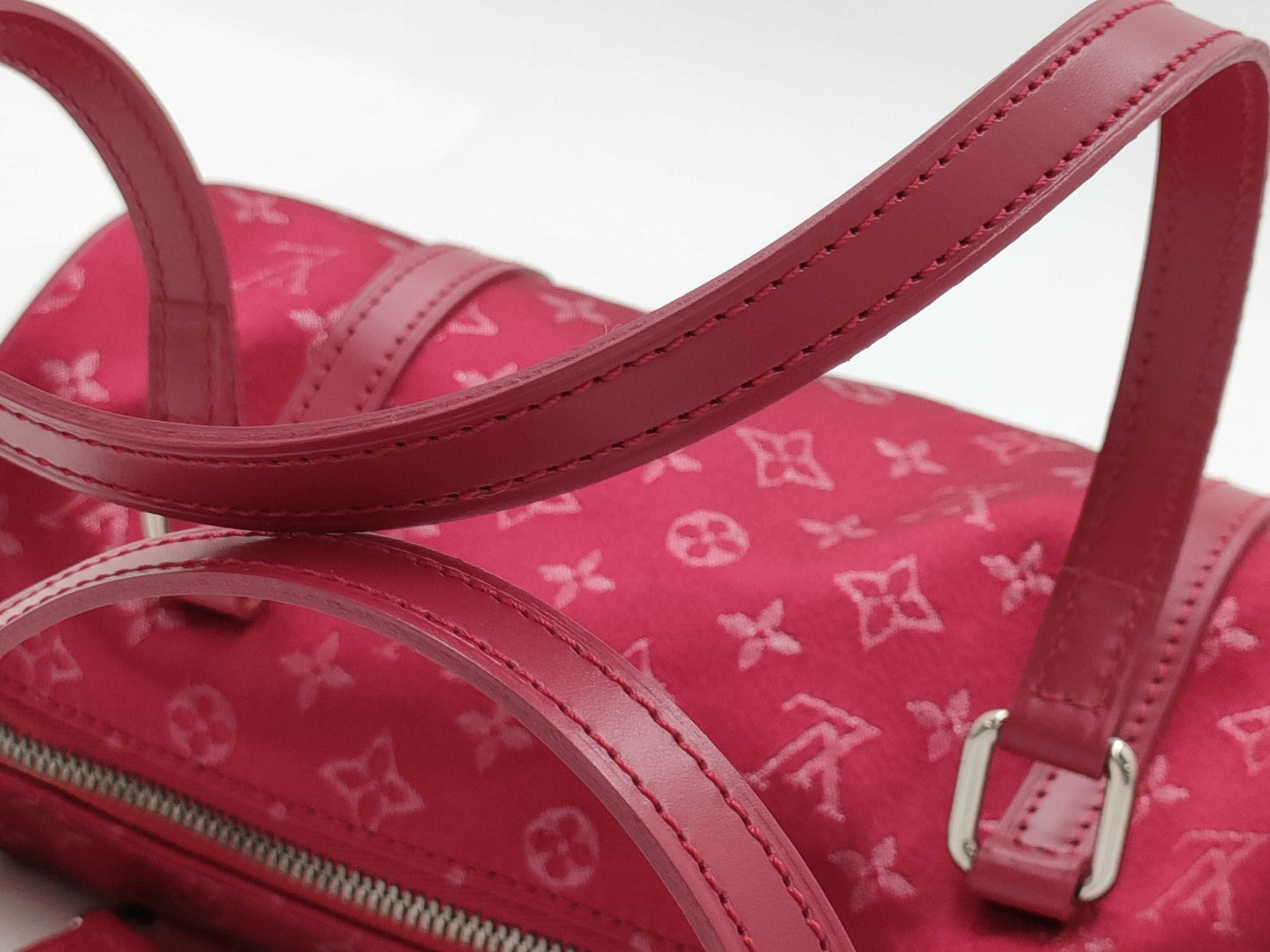 LOUIS VUITTON Monogram Satin Little Papillon M92353 TH0092 Red Handbag with Dust Bag