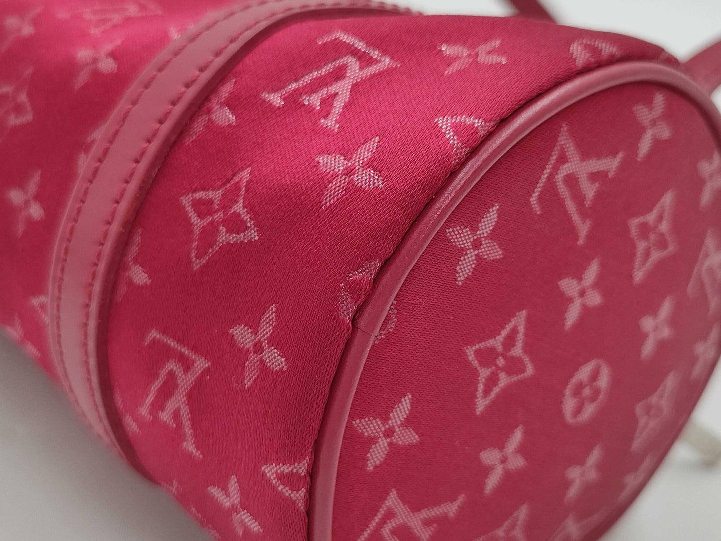 LOUIS VUITTON Monogram Satin Little Papillon M92353 TH0092 Red Handbag with Dust Bag