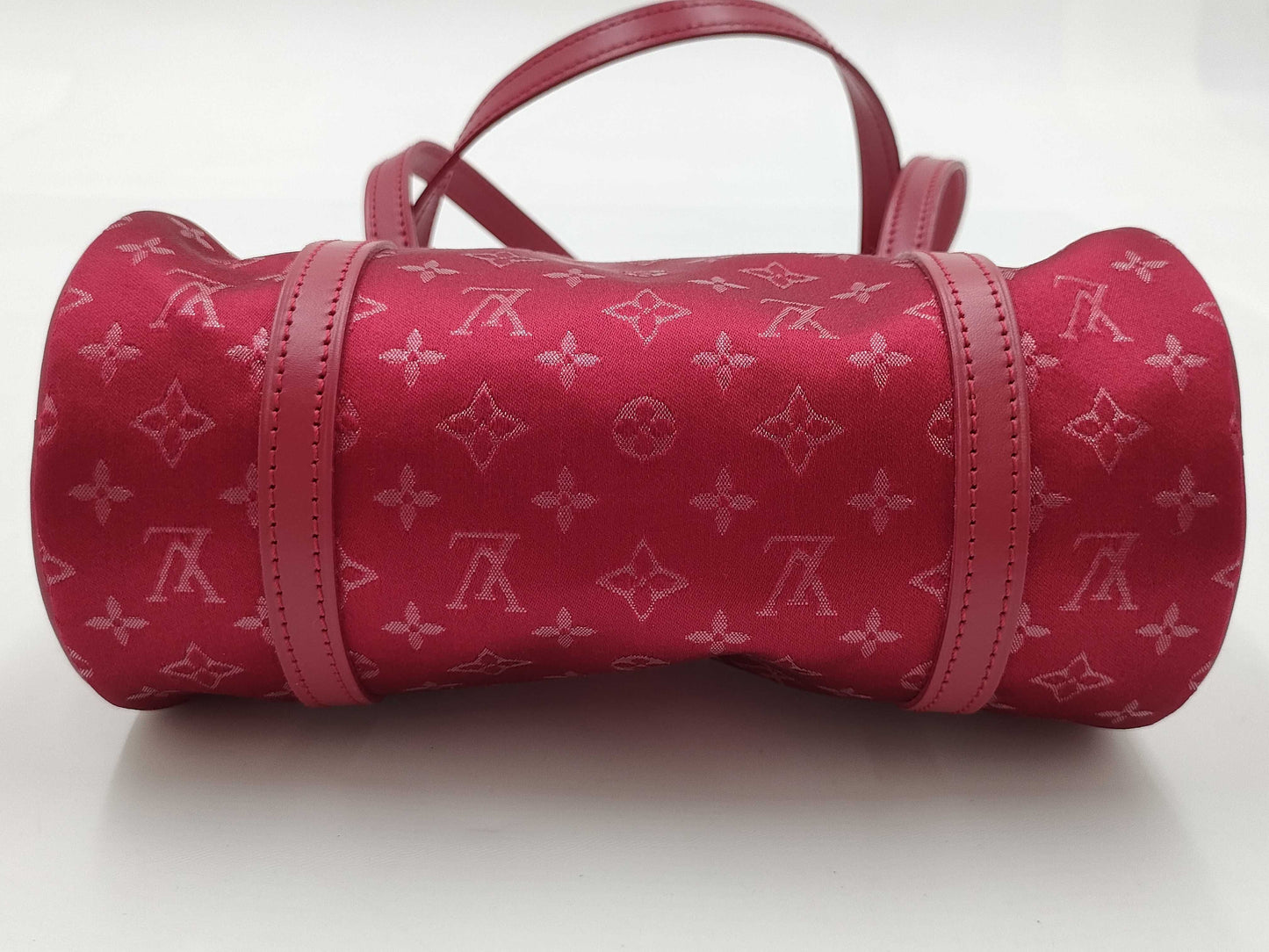 LOUIS VUITTON Monogram Satin Little Papillon M92353 TH0092 Red Handbag with Dust Bag