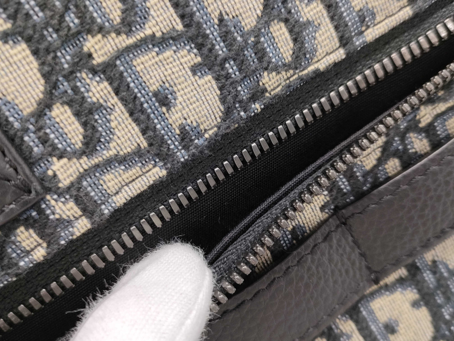 Dior North South Tote Bag, Oblique, Navy, Canvas and Leather, Shoulder Strap Missing, Handbag