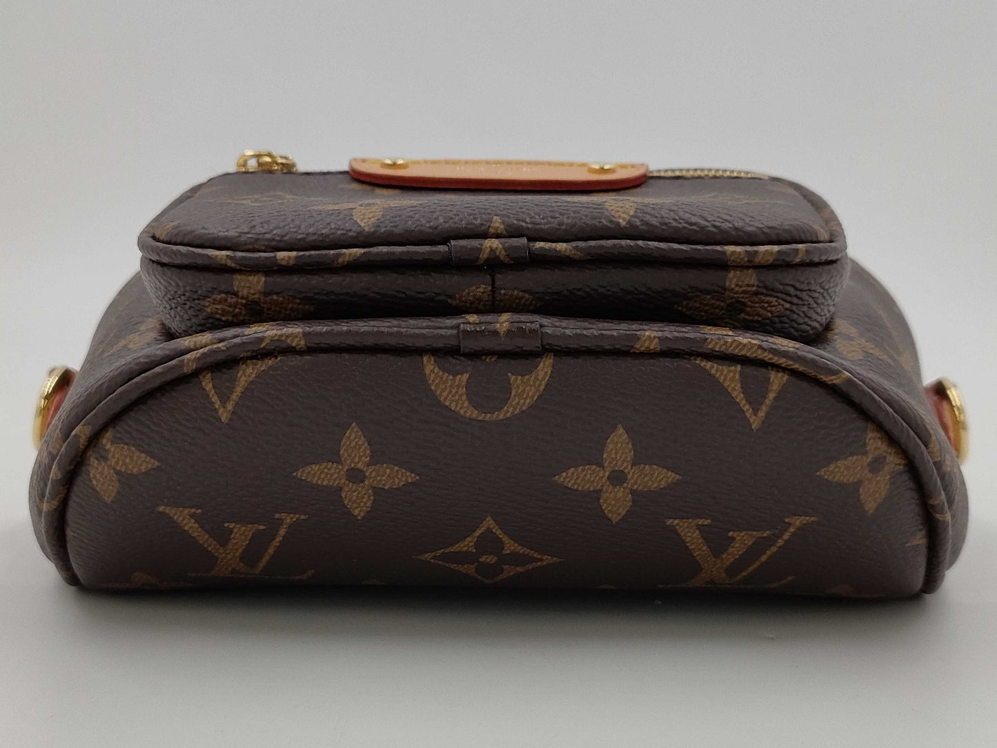 LOUIS VUITTON Mini Bumbag Brown Monogram Canvas with Gold Hardware M82335 RFID Chain Shoulder Bag