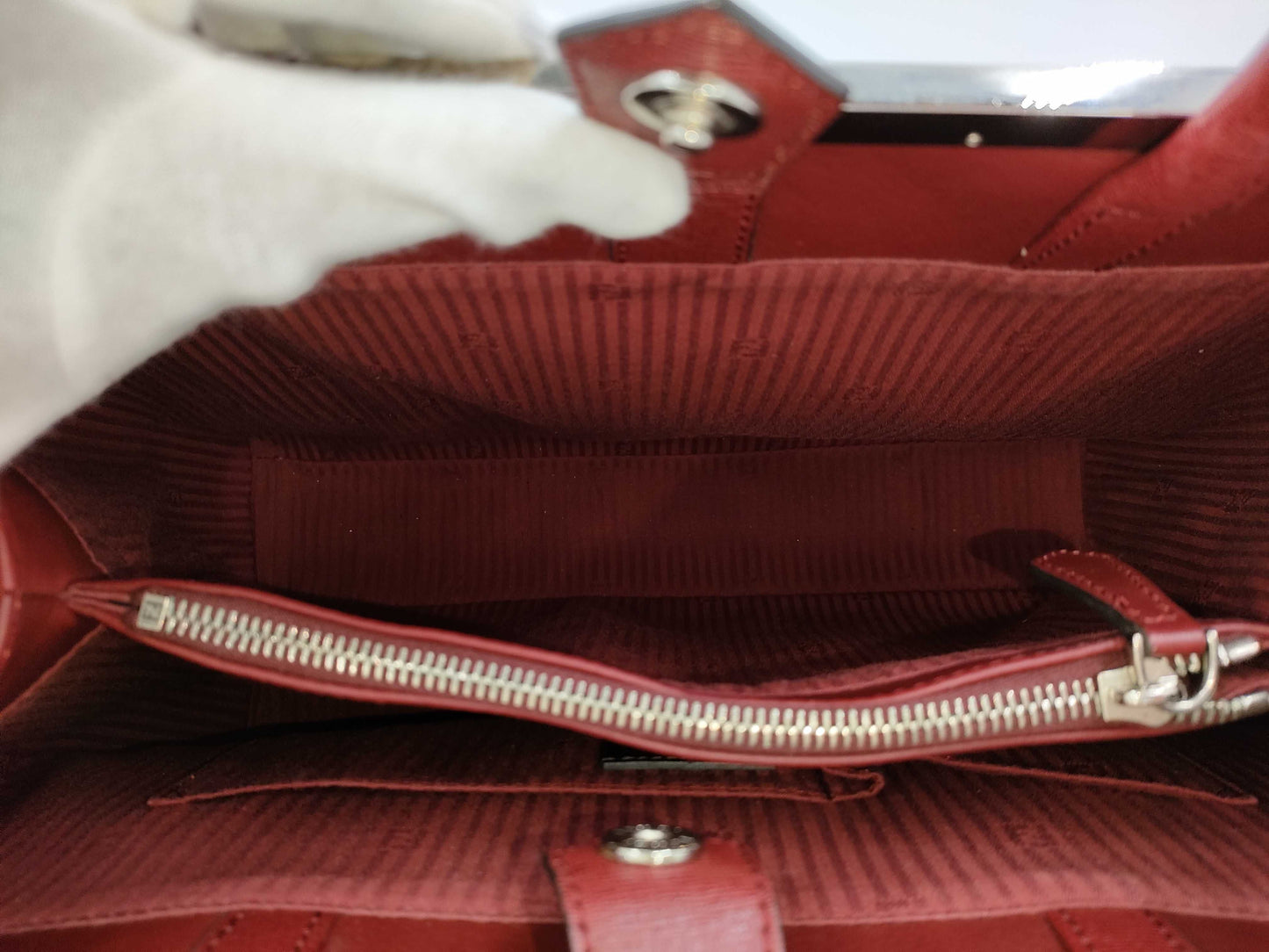 FENDI Toujours 2-Way Bag Shoulder Handbag Leather Red 8BH250 Shoulder Strap Handbag