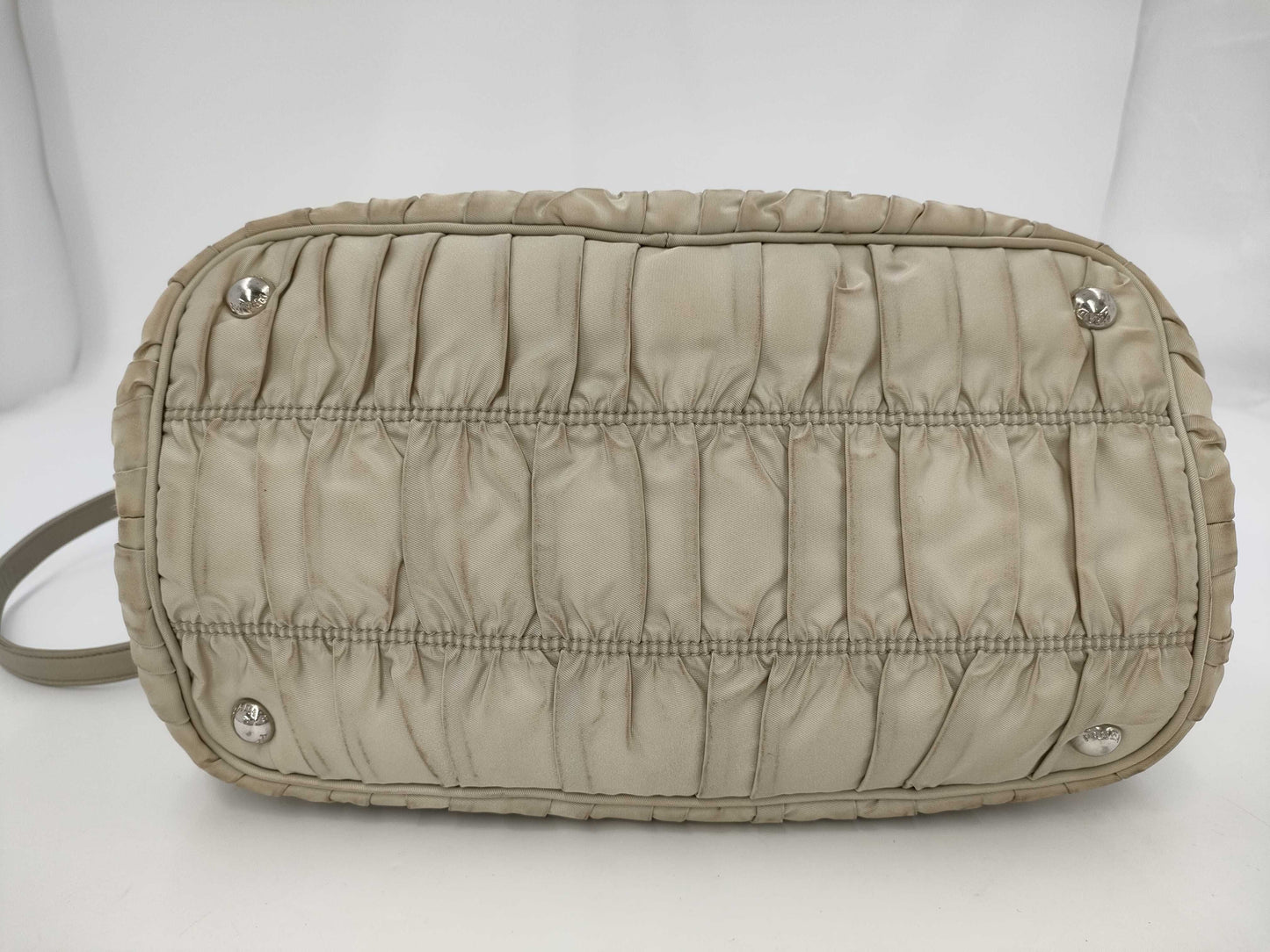 PRADA Triangle Logo Gathered Handbag