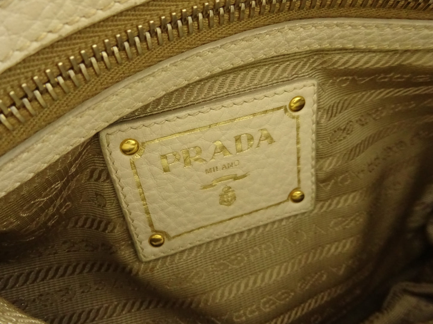 PRADA Jacquard Logo Canvas and Leather Shoulder Bag