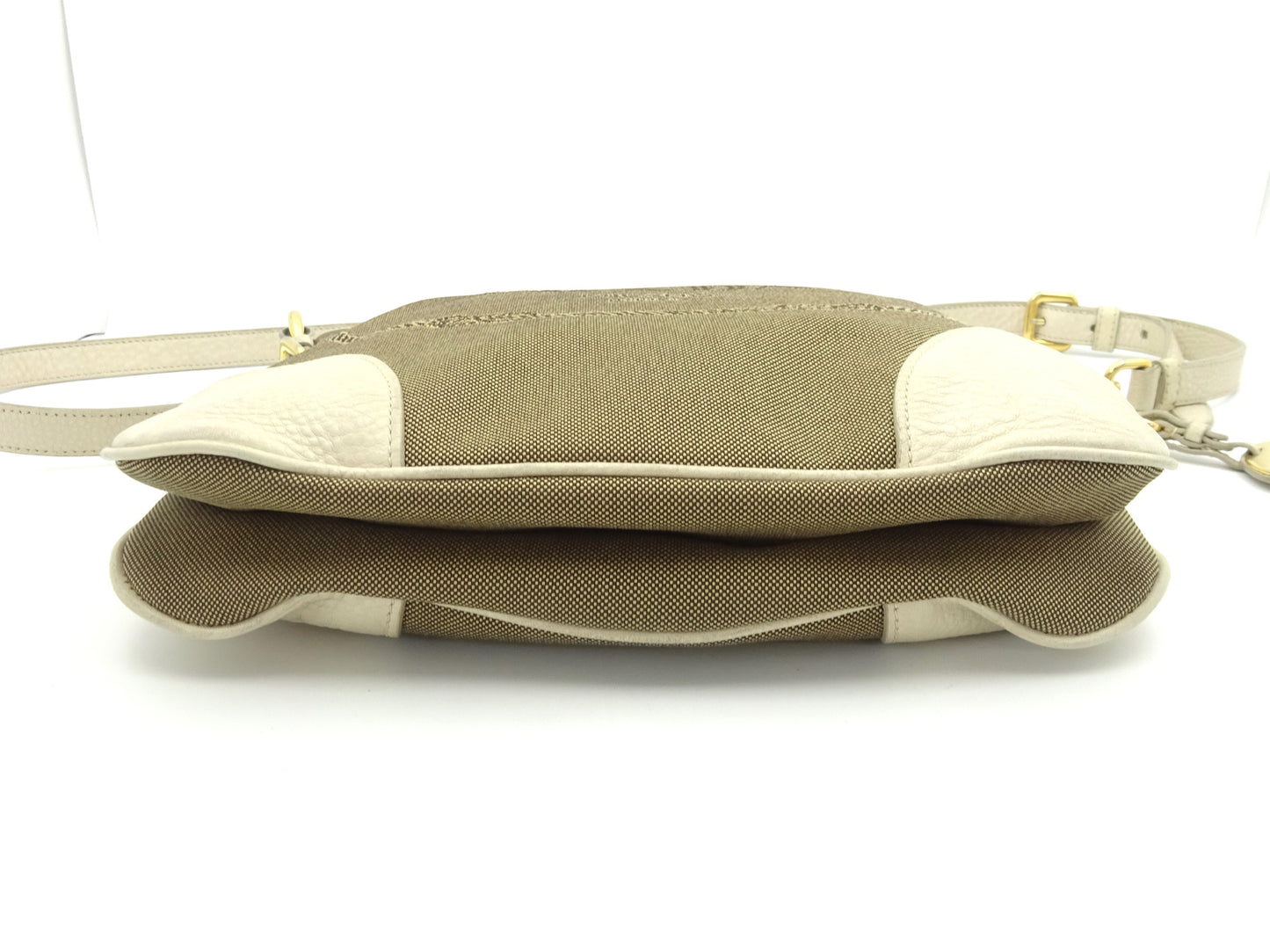PRADA Jacquard Logo Canvas and Leather Shoulder Bag