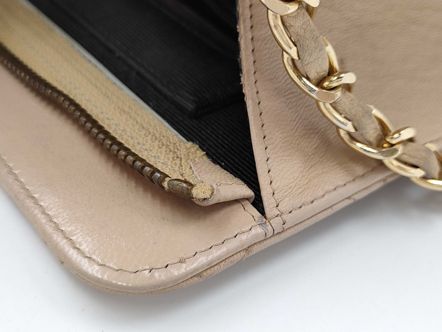 CHANEL Matelasse Tassel Chain Beige Shoulder Bag