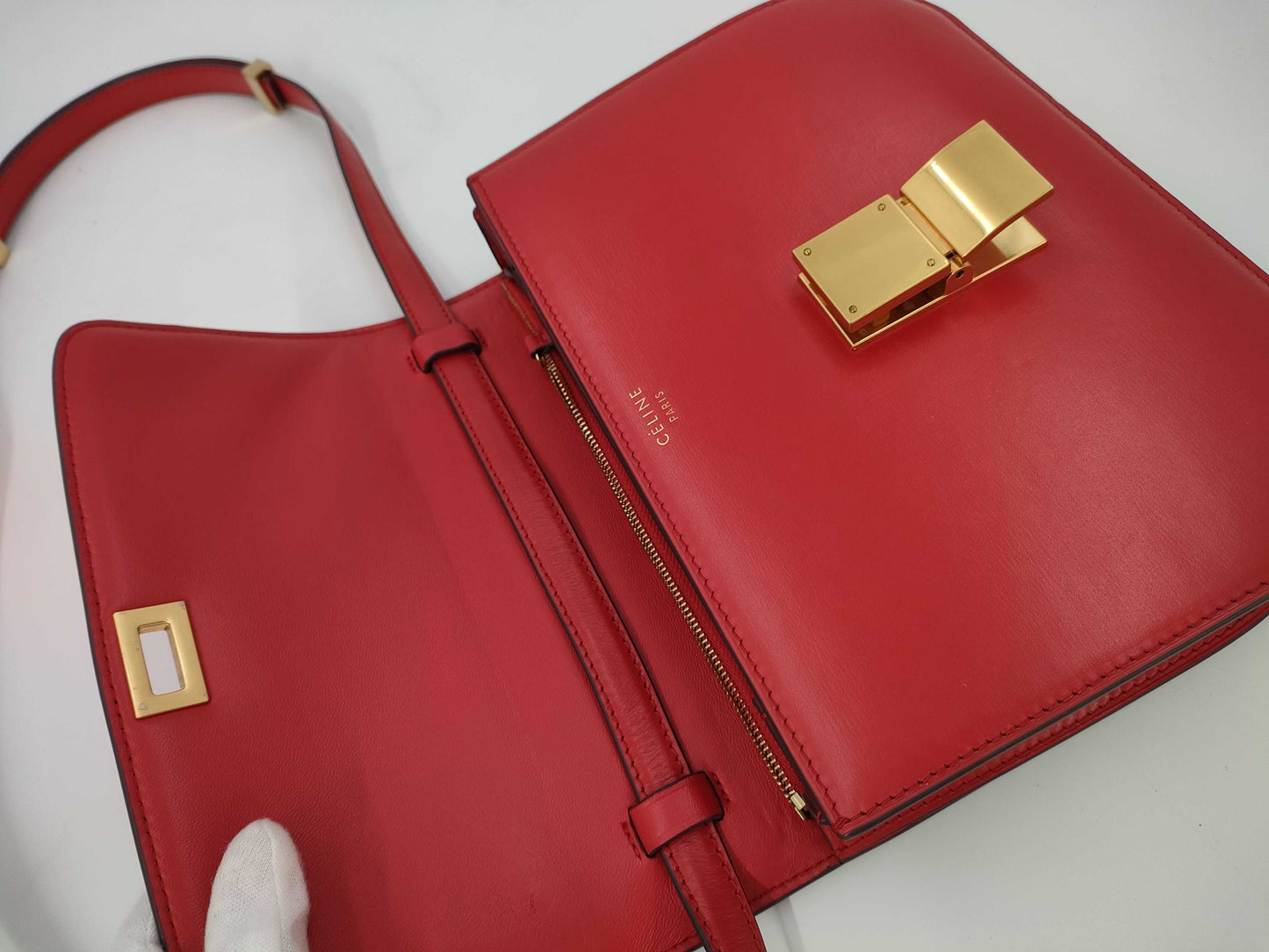 CELINE Classic Box Shoulder Bag Red Shoulder Bag