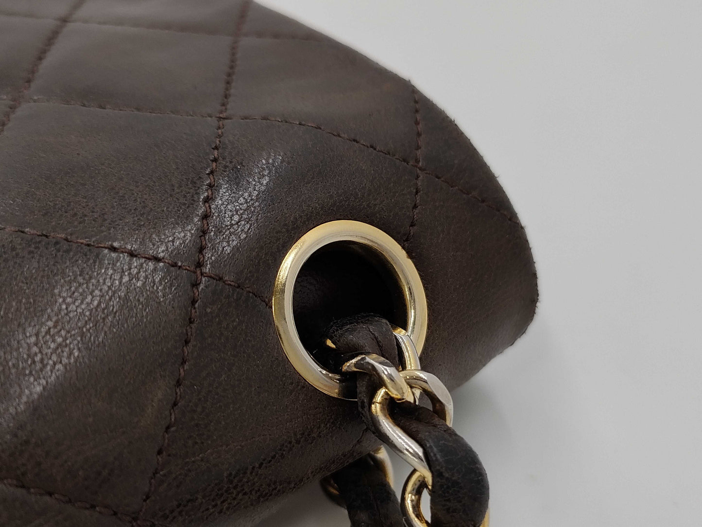 CHANEL CHANEL Matelasse Brown Double Flap Chain Shoulder Lambskin Shoulder Bag