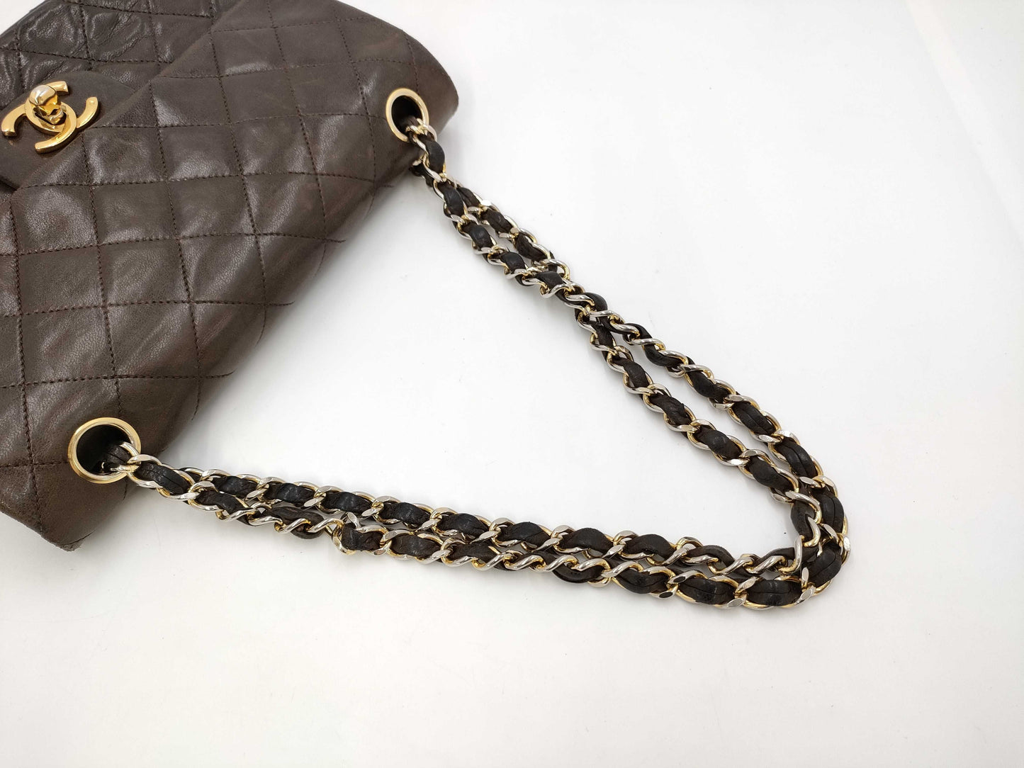 CHANEL CHANEL Matelasse Brown Double Flap Chain Shoulder Lambskin Shoulder Bag