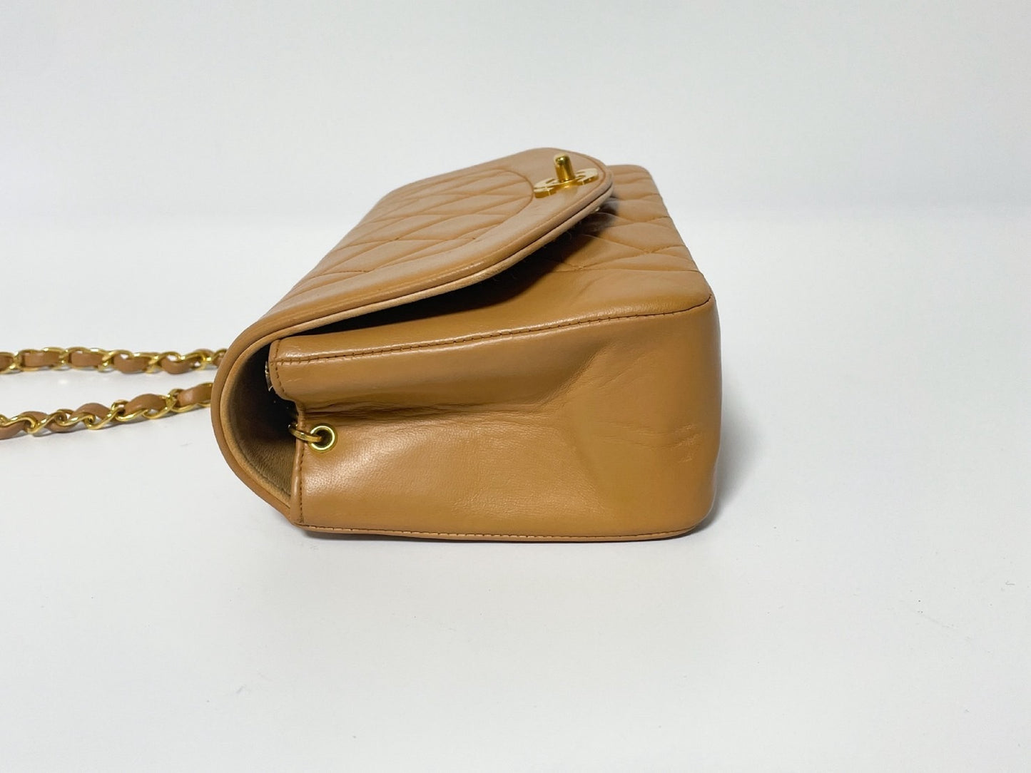 CHANEL Diana Pink Beige Lambskin Matelasse Shoulder Bag with Seal