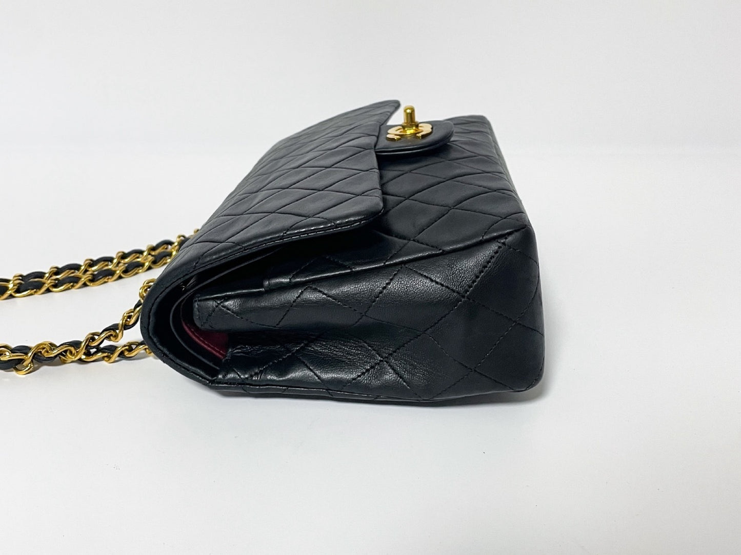 CHANEL Double Flap Matelasse Black Lambskin Shoulder Bag with Seal