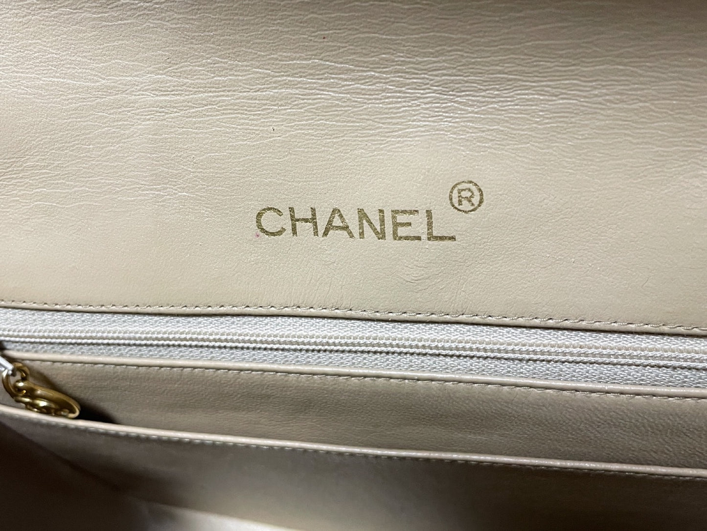 CHANEL Half Moon Matelasse Lambskin Beige Shoulder Bag with Seal