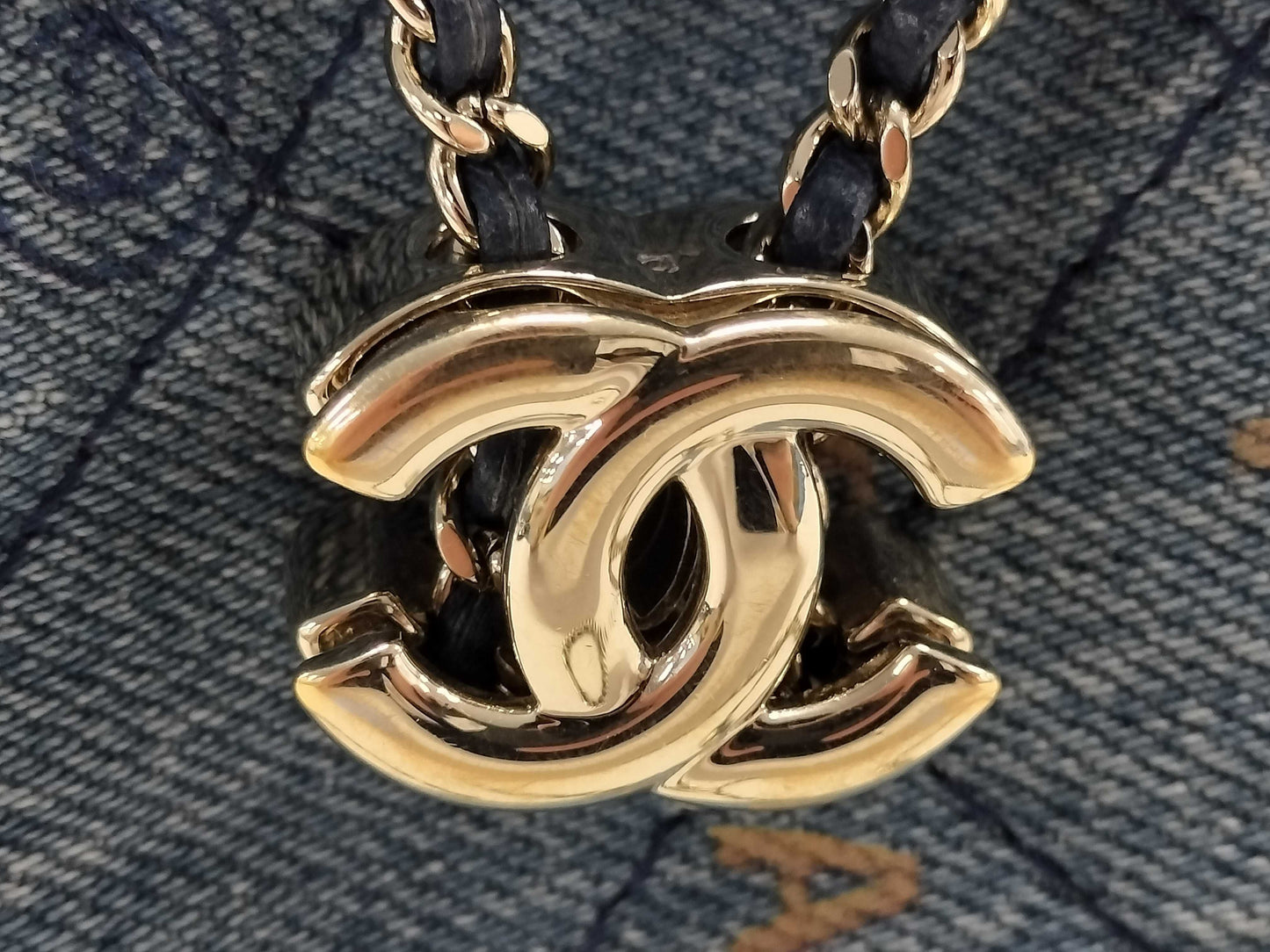 CHANEL Denim Indigo Blue Mini Bucket Chain Shoulder Bag with Coco Mark AP2603