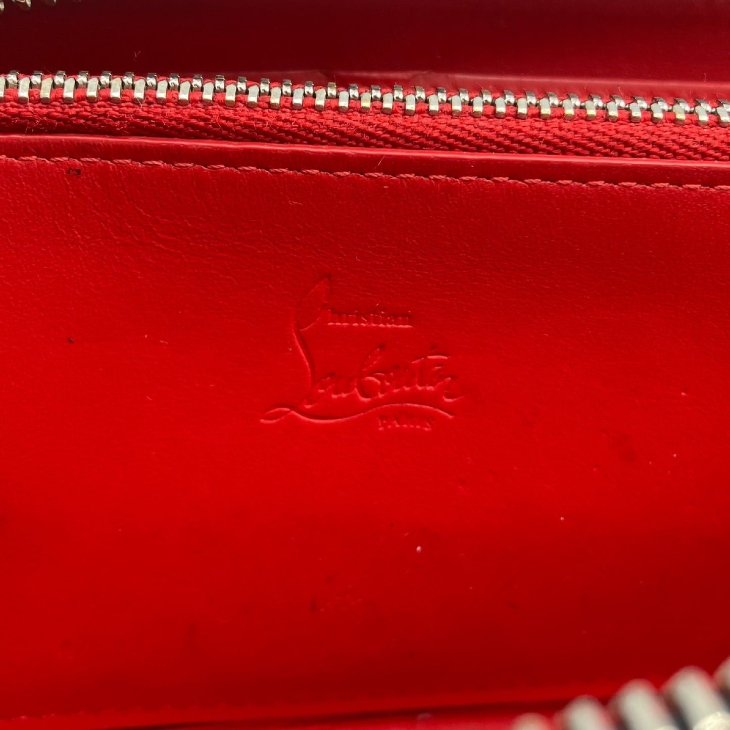 Christian Louboutin Studded Leather Round Zip Long Wallet