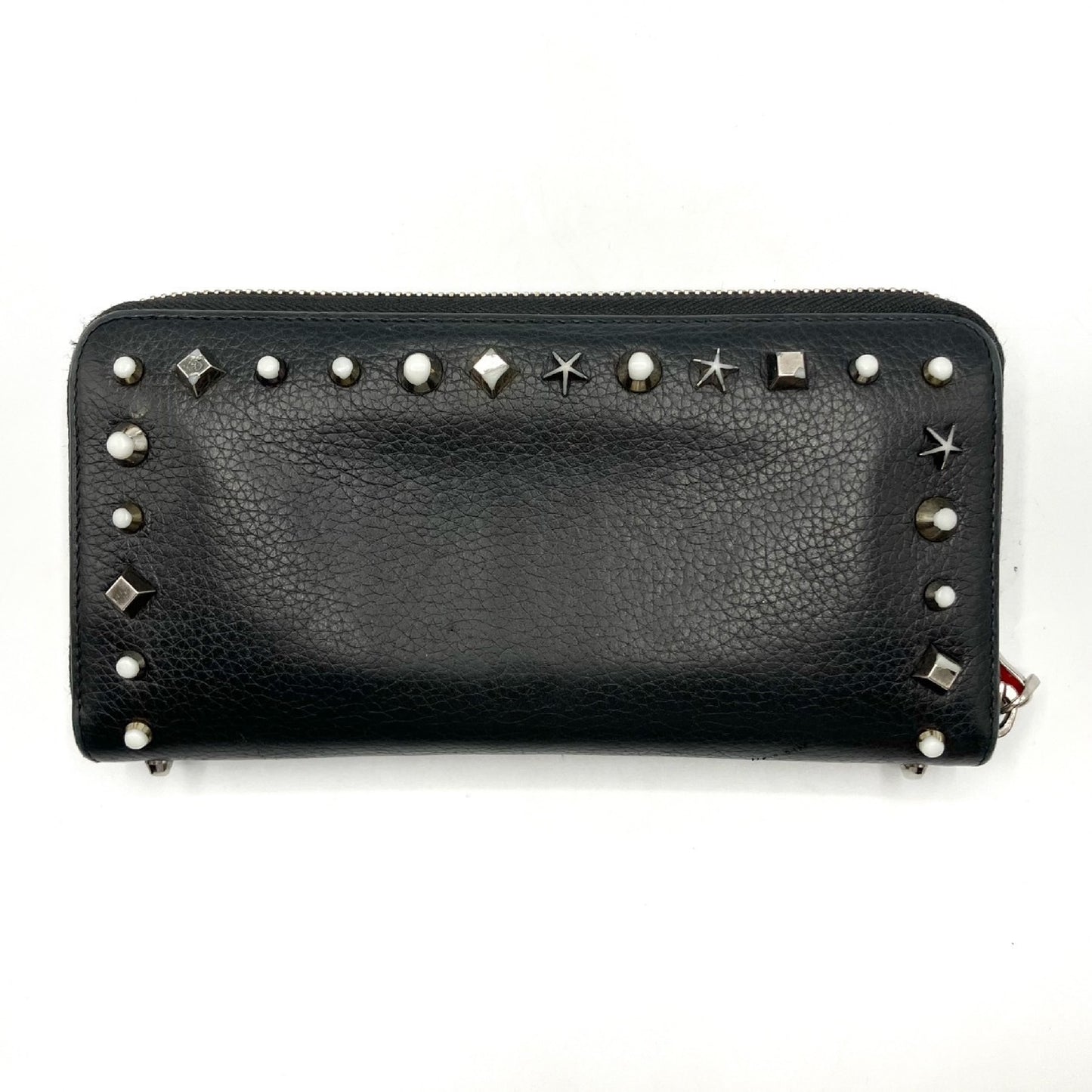 Christian Louboutin Studded Leather Round Zip Long Wallet