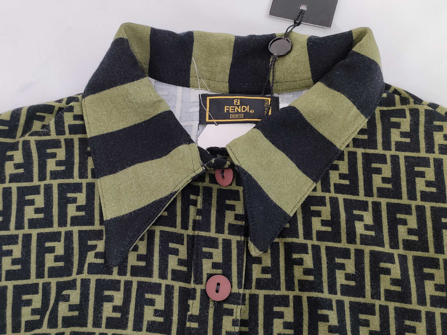 FENDI Zucca Polo Shirt, Green, Unused, Size 44, Tops
