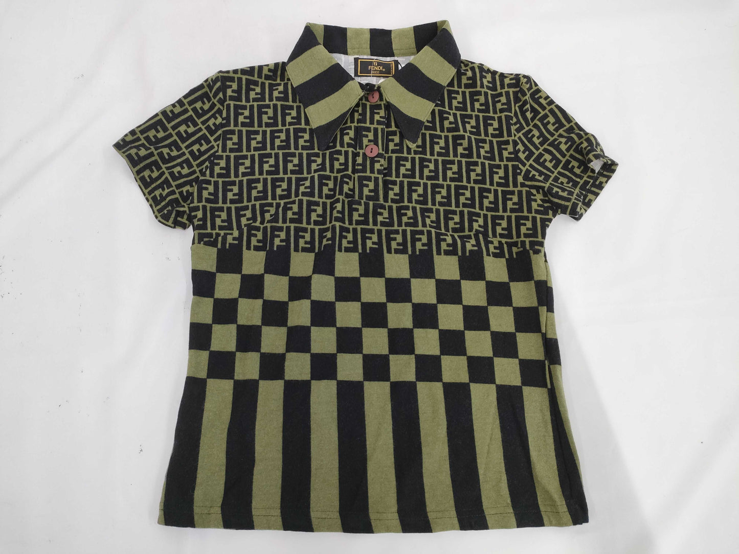FENDI Zucca Polo Shirt, Green, Unused, Size 44, Tops