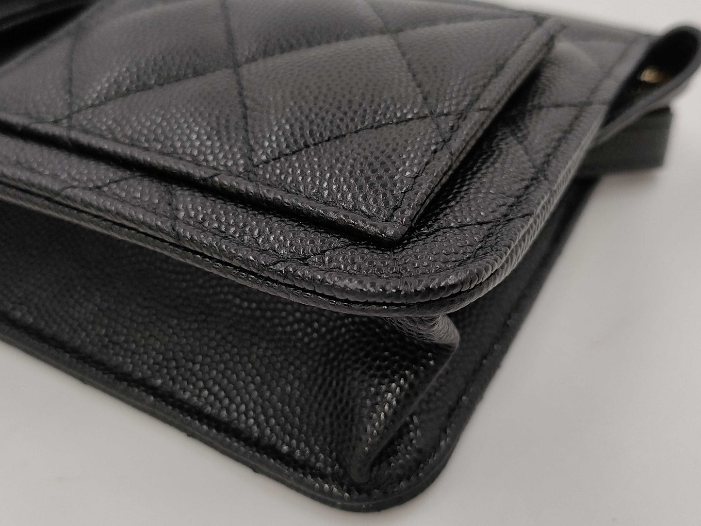 CHANEL CHANEL Multi-Pocket Clutch Bag in Black Caviar Skin with Seal