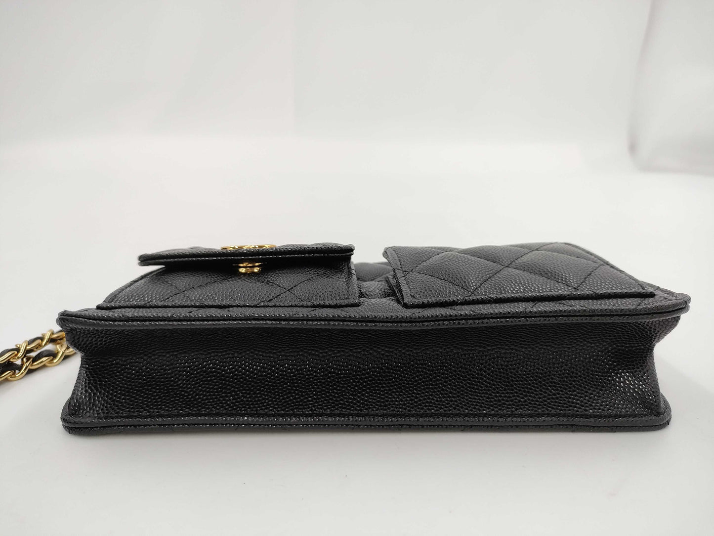 CHANEL CHANEL Multi-Pocket Clutch Bag in Black Caviar Skin with Seal