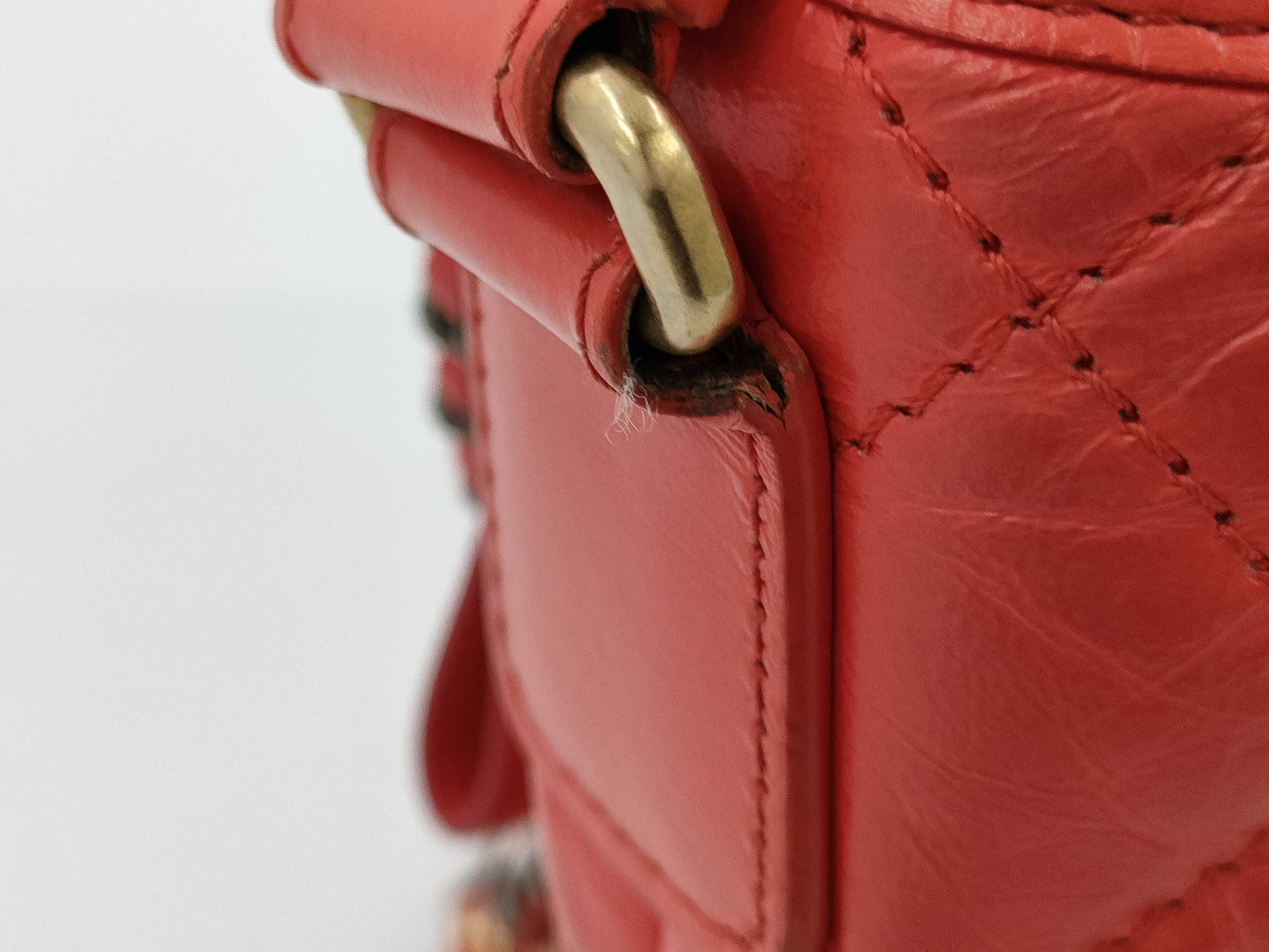 CHANEL Cabriel Chain Shoulder Bag in Orange Leather