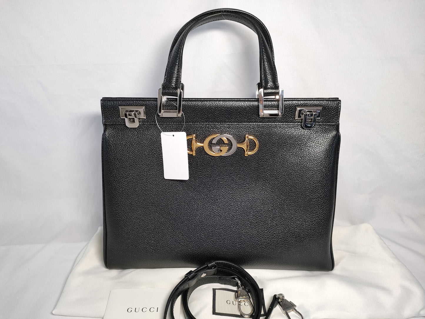 GUCCI 564714 Zumi Medium Tote Bag Black Handbag