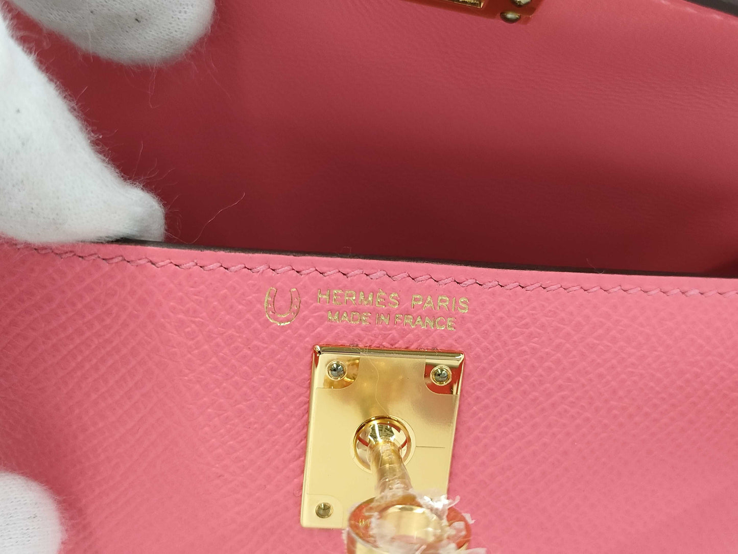 HERMES Mini Kelly Rose Lipstick Epson D engraved handbag