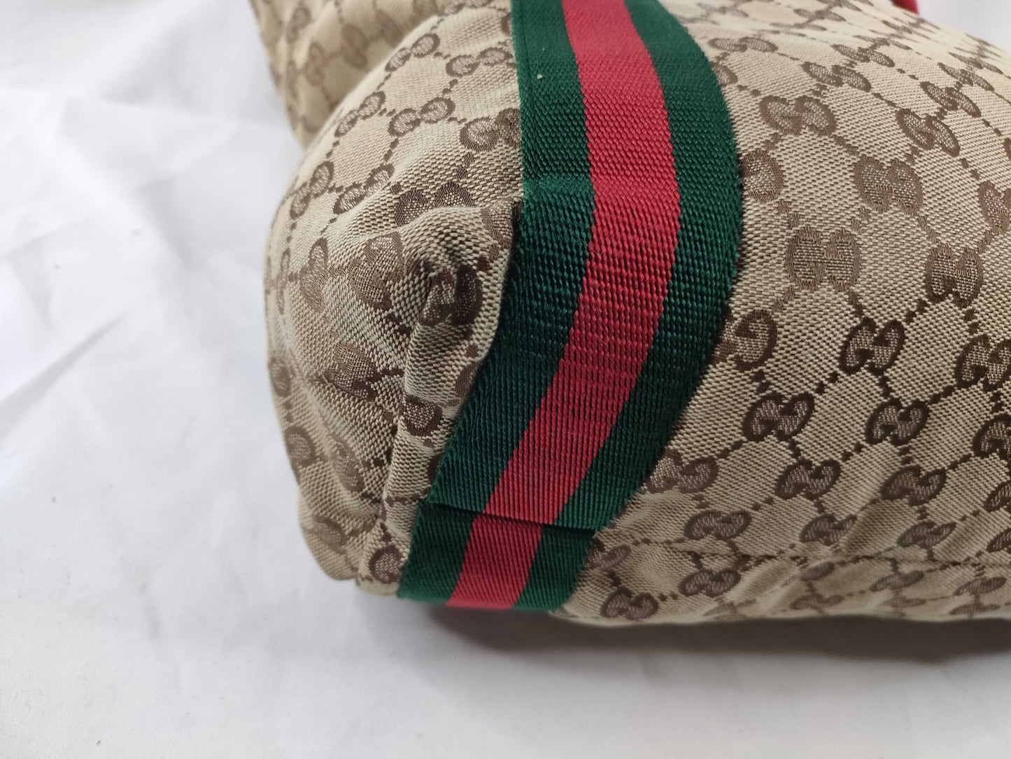 GUCCI GG Canvas Sherry Tote Bag Brown