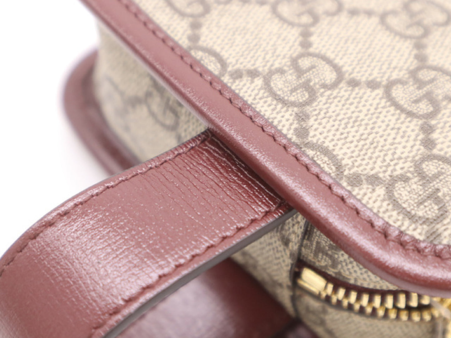 GUCCI 625764 Canvas and Leather GG Supreme Interlocking G Beige Red Handbag