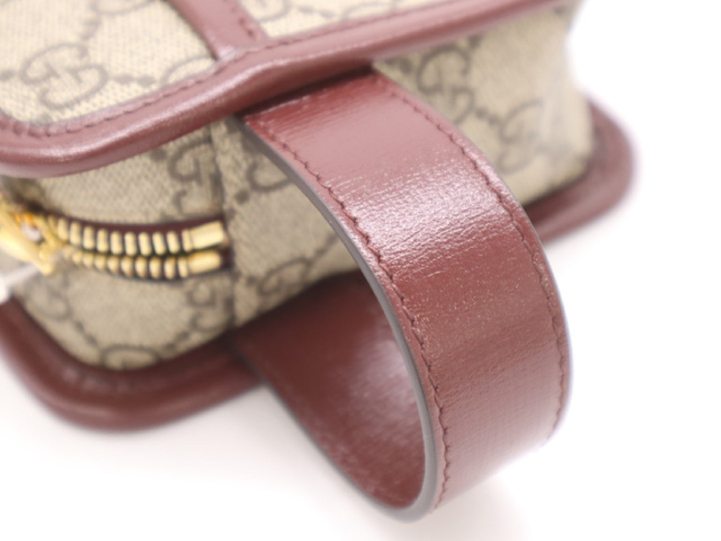 GUCCI 625764 Canvas and Leather GG Supreme Interlocking G Beige Red Handbag