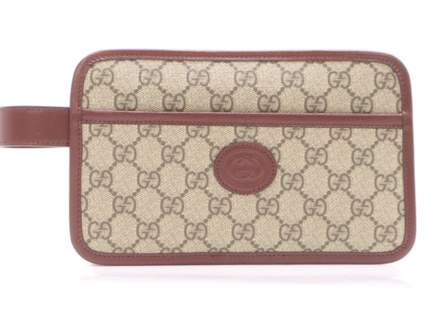 GUCCI 625764 Canvas and Leather GG Supreme Interlocking G Beige Red Handbag