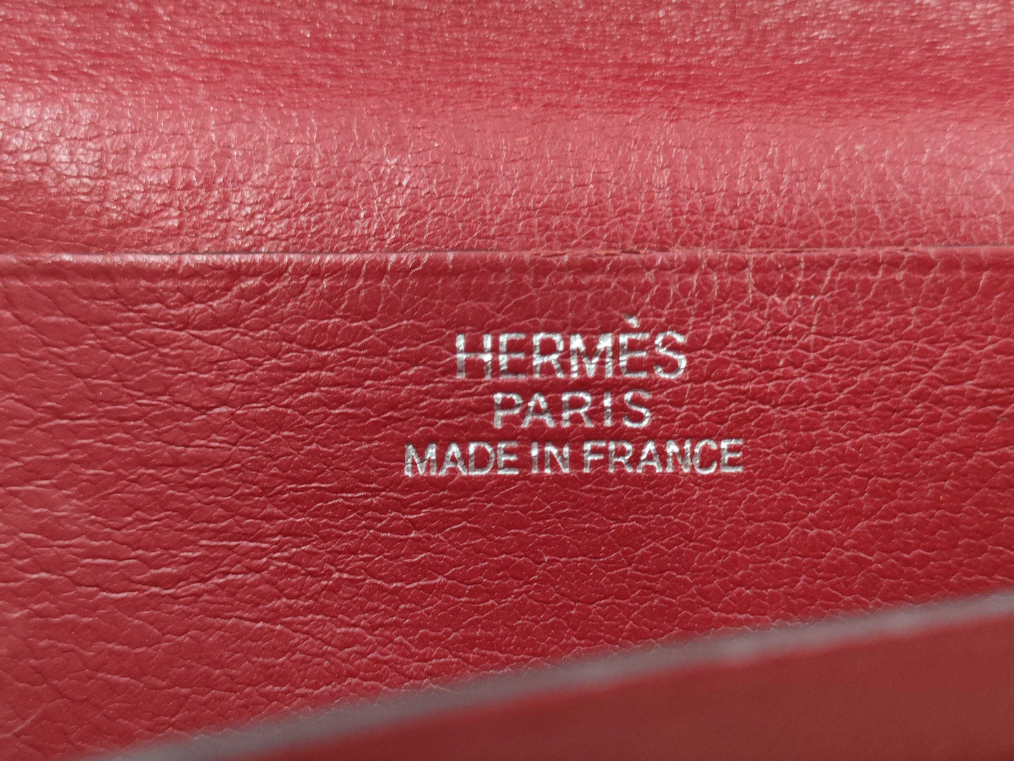 HERMES Bearn Soufflet □H Red Wallet