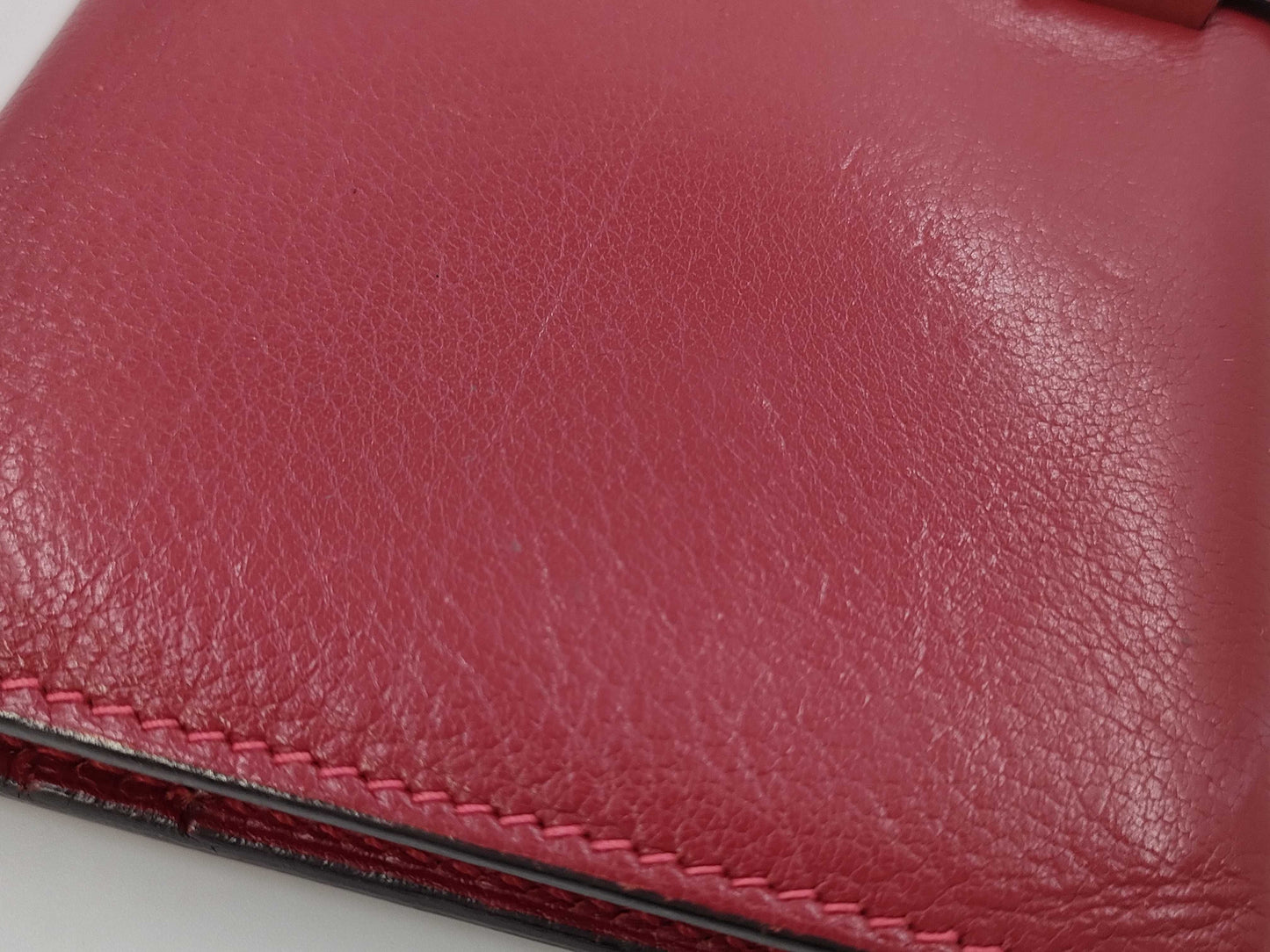 HERMES Bearn Soufflet □H Red Wallet