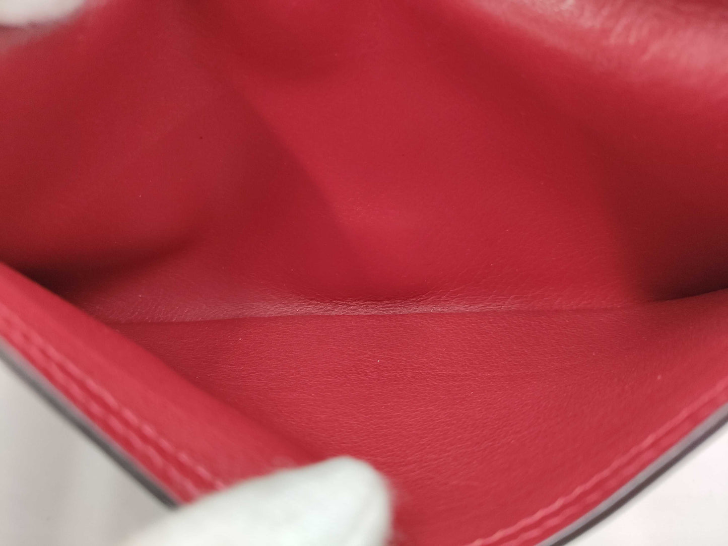 HERMES Bearn Soufflet □H Red Wallet